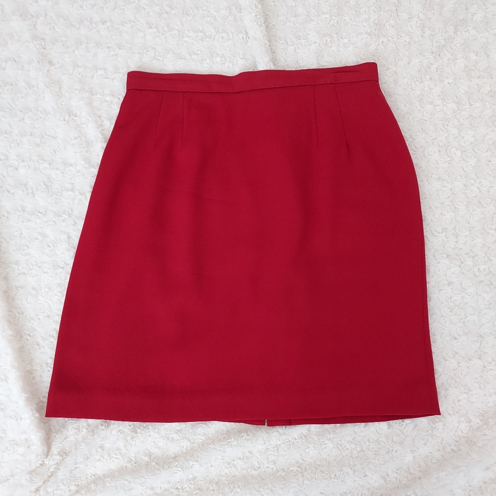 Talbots Petites Classic Cranberry Red lined Skirt Timeless Office Career 14P